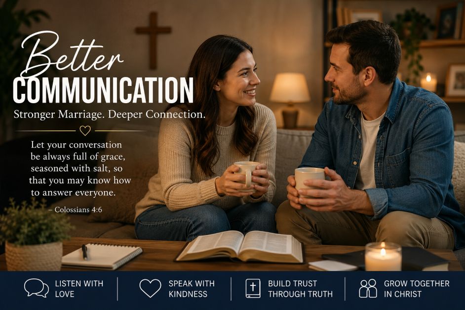 Christian couple building trust through healthy marriage communication.