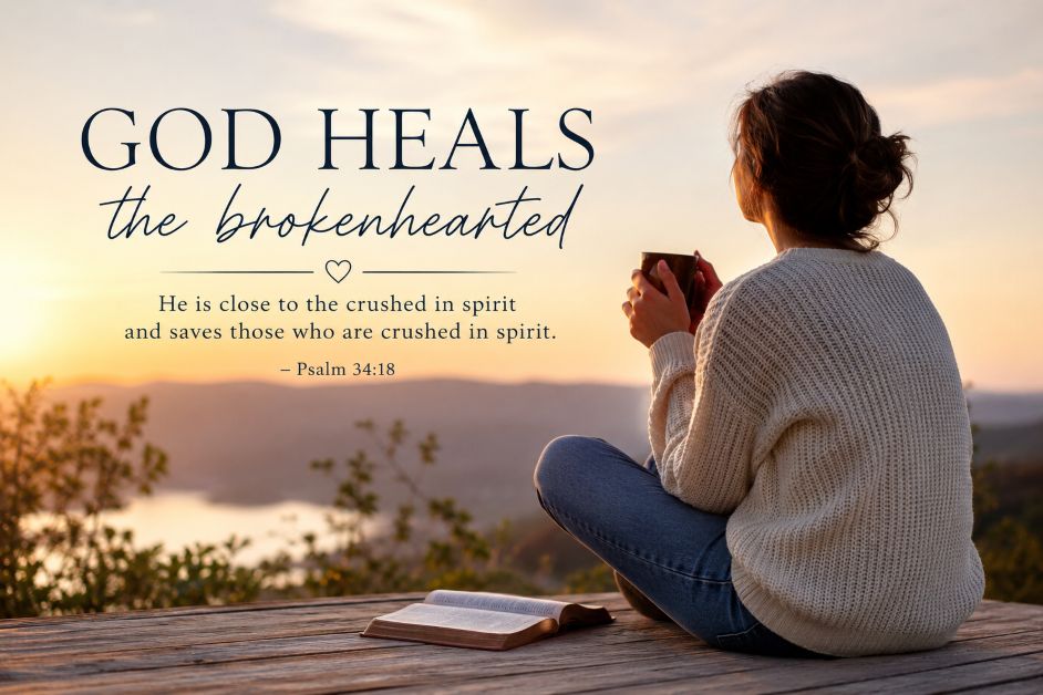 Woman praying at sunrise for emotional healing through faith.