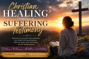 Christian believer praying during hardship and finding healing hope and restoration through faith in Christ