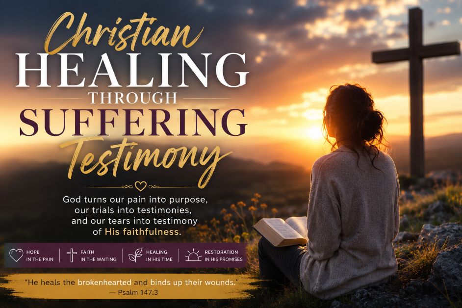 Christian believer praying during hardship and finding healing hope and restoration through faith in Christ
