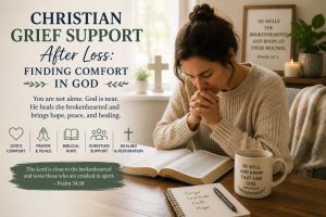 Christian grief support after loss through prayer and finding comfort in God